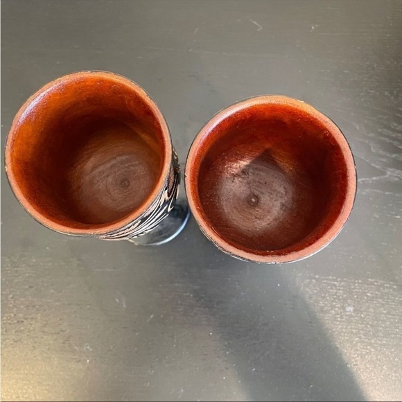 Wooden Black Goblets with Traditional Images Ornament, Handmade in Haiti - Picture 4 of 6